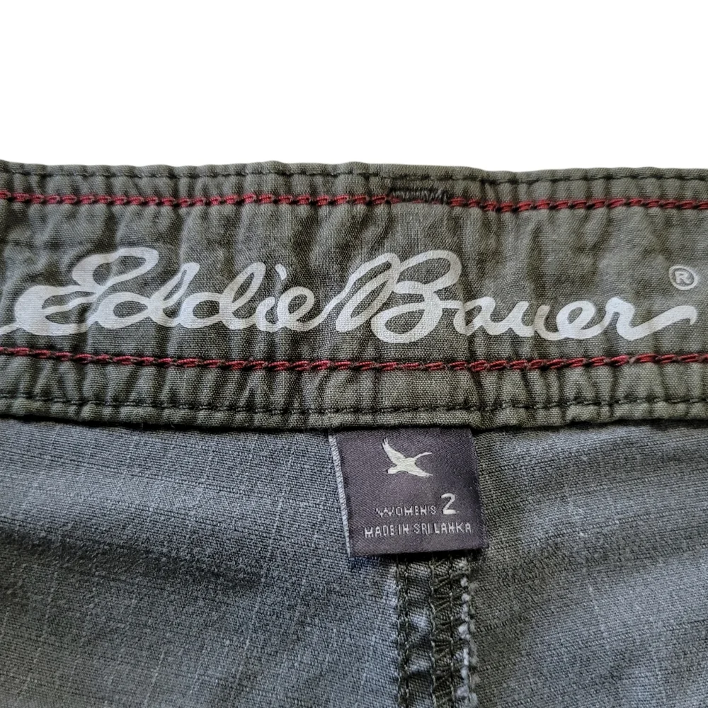 Women's Eddie Bauer Army Green Pants With Elastic Ankles Sz 2 - Picture 6 of 6